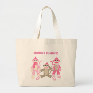 Monkey Business Sock Monkey-Tas Grote Tote Bag