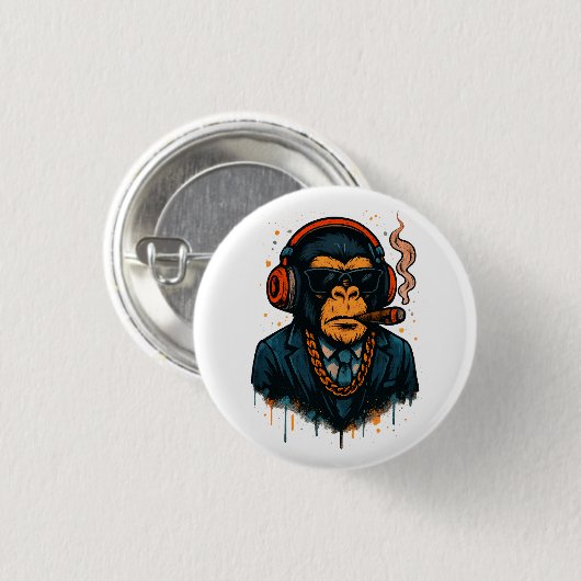 Monkey Business - The Boss of Monkey Ronde Button 3,2 Cm (Voorkant /achterkant)