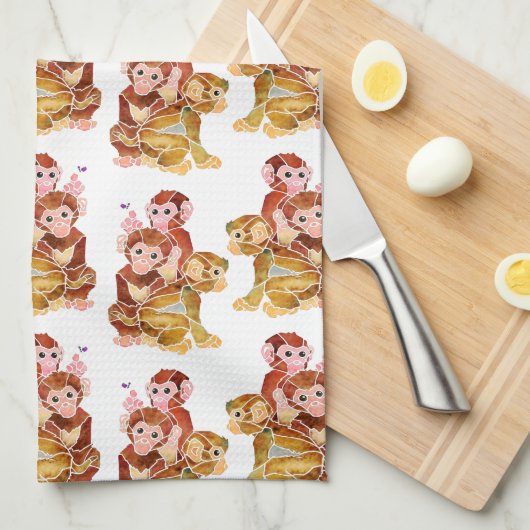 "Monkey Business" Theedoek (Quarter Fold)