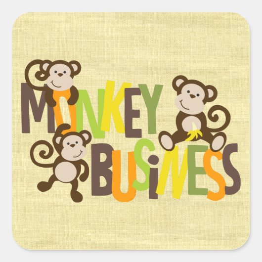Monkey Business Vierkante Sticker (Voorkant)