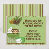 Monkey Carriage Grn Baby shower Diaper Raffle Sign Kaart (Voorkant / Achterkant)
