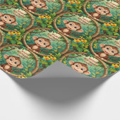 "Monkey Cartoon Party – aangepaste tekst Kinder" Cadeaupapier (Hoek)