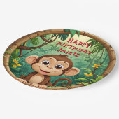 "Monkey Cartoon Party – aangepaste tekst Kinder" Papieren Bordje (Gekanteld)