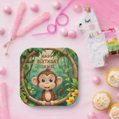 "Monkey Cartoon Party Bord – aangepaste tekst Kind (Feest)