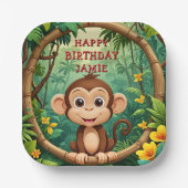 "Monkey Cartoon Party Bord – aangepaste tekst Kind (Voorkant)