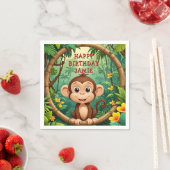 "Monkey Cartoon Party servet – aangepaste tekst Ki (Insitu)