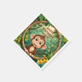 "Monkey Cartoon Party servet – aangepaste tekst Ki (Hoek)