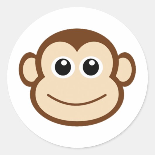 Monkey Cartoon Ronde Sticker (Voorkant)