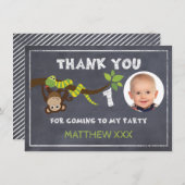 Monkey Chalkboard 1e verjaardag Dank je wel Bedankkaart (Voorkant / Achterkant)