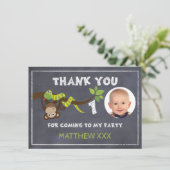 Monkey Chalkboard 1e verjaardag Dank je wel Bedankkaart (Staand voorkant)