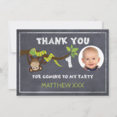 Monkey Chalkboard 1e verjaardag Dank je wel Bedankkaart (Voorkant)