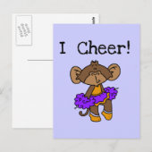 Monkey Cheerleader Gold en Paars Briefkaart (Voorkant / Achterkant)