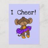 Monkey Cheerleader Gold en Paars Briefkaart (Voorkant)