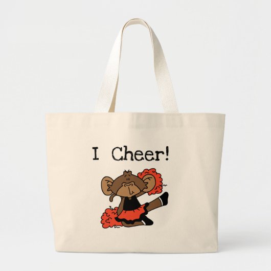 Monkey Cheerleader Oranje en Black Grote Tote Bag (Voorkant)