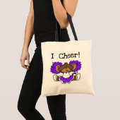 Monkey Cheerleader Paars en White Tote Bag (Voorkant (product))