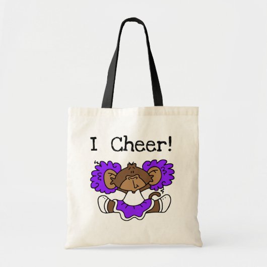 Monkey Cheerleader Paars en White Tote Bag (Voorkant)