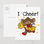 Monkey Cheerleader Red en Gold T-shirts en cadeaut Briefkaart (Voorkant / Achterkant)
