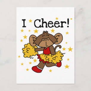 Monkey Cheerleader Red en Gold T-shirts en cadeaut Briefkaart