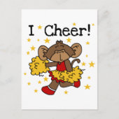 Monkey Cheerleader Red en Gold T-shirts en cadeaut Briefkaart (Voorkant)