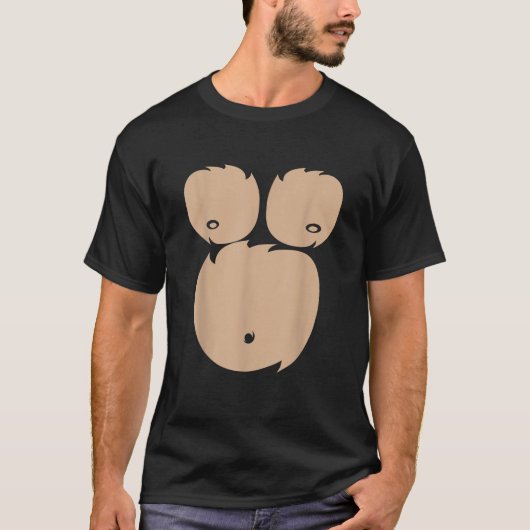 Monkey Chest Funny Easy Halloween Kostuum T Shirt (Voorkant)
