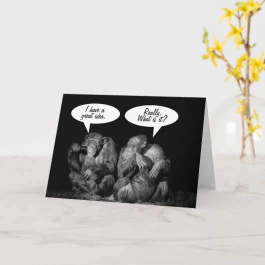 Monkey Chimp Funny Family Reunion Invitation Kaart (Gele Bloem)