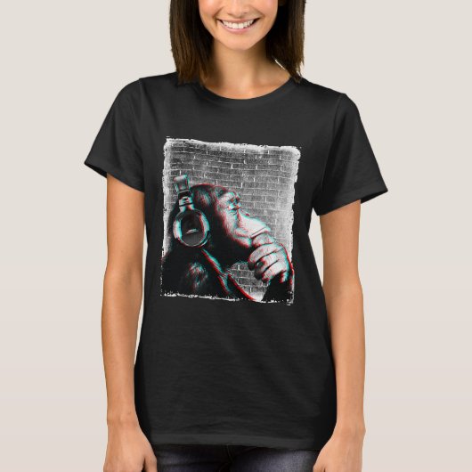 Monkey chimp met hoofdtelefoon Shirt - EDM DJ Musi (Voorkant)