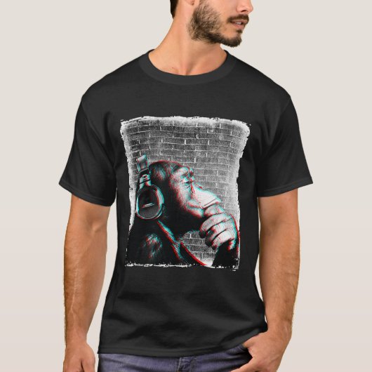 Monkey chimp met hoofdtelefoon Shirt - EDM DJ Musi (Voorkant)