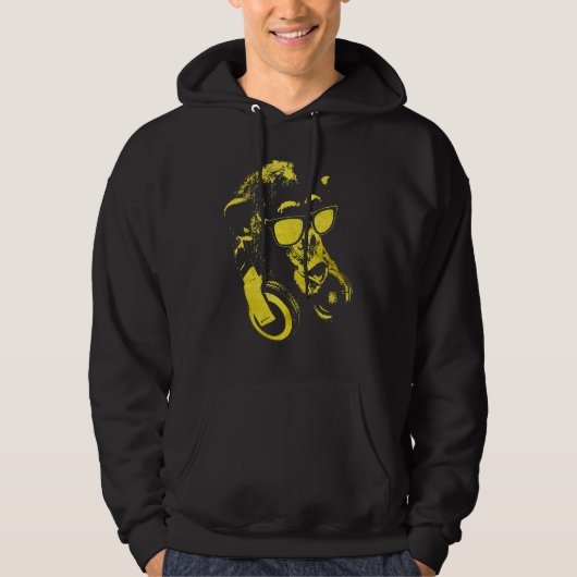 Monkey Chimp met zonnebrillen en hoofdtelefoons 2 Hoodie (Voorkant)