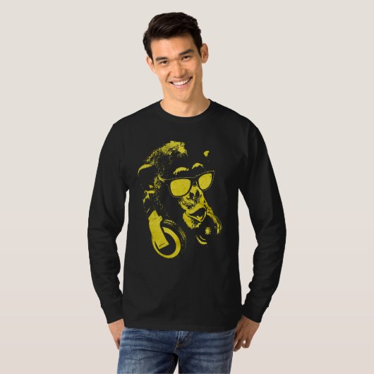 Monkey Chimp met zonnebrillen en hoofdtelefoons 2 T-shirt (Voorkant volledig)