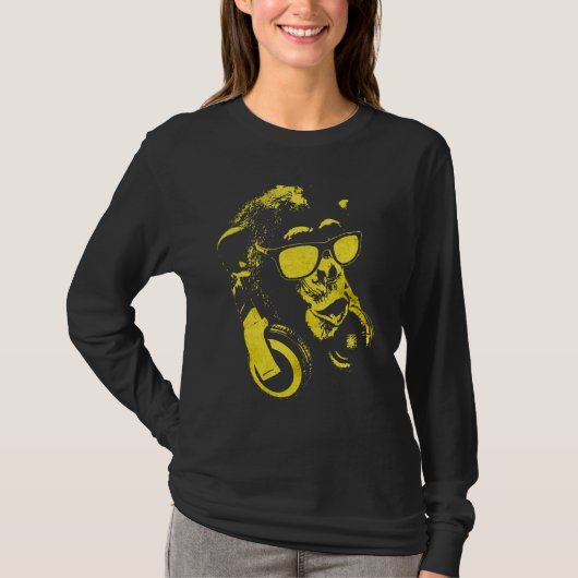 Monkey Chimp met zonnebrillen en hoofdtelefoons 2 T-shirt (Voorkant)