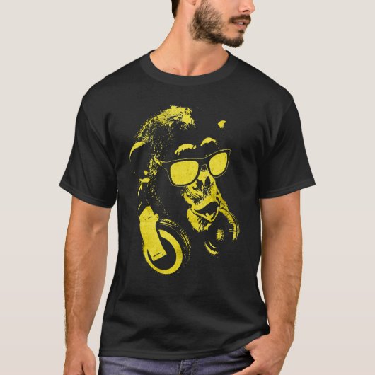 Monkey Chimp met zonnebrillen en hoofdtelefoons 2 T-shirt (Voorkant)