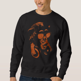 Monkey Chimp met zonnebrillen en hoofdtelefoons Trui