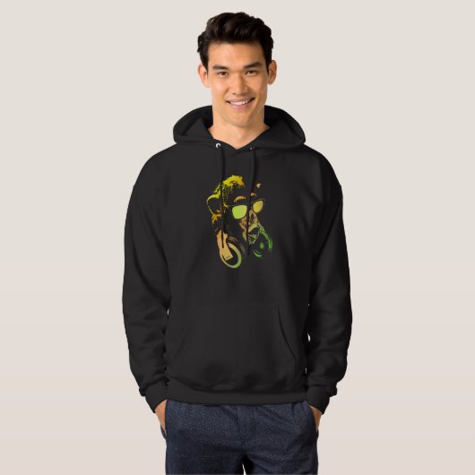Monkey Chimp With Sunglasses And Headphones Hoodie (Voorkant volledig)
