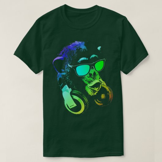 Monkey Chimp With Sunglasses And Headphones T-shirt (Design voorkant)