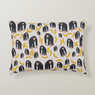 Monkey Chimpansee & Banana Pattern Accent Kussen