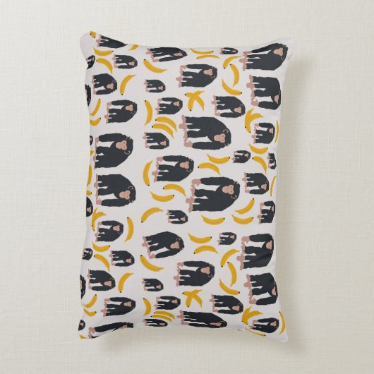 Monkey Chimpansee & Banana Pattern Accent Kussen (Achterkant (Verticaal))