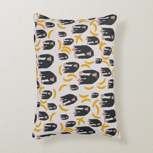 Monkey Chimpansee & Banana Pattern Accent Kussen (Voorkant(Verticaal))