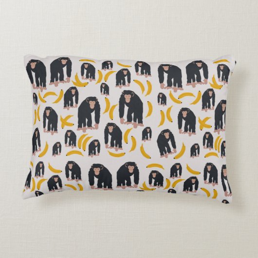Monkey Chimpansee & Banana Pattern Accent Kussen (Achterkant)