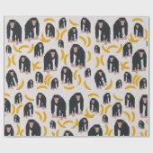 Monkey Chimpansee & Banana Pattern Cadeaupapier (Vlak)