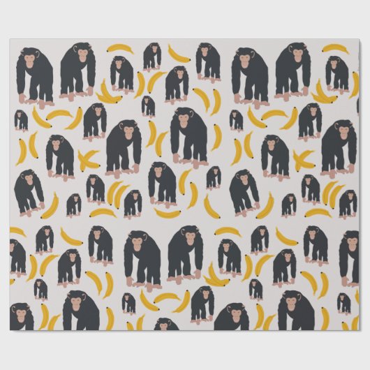 Monkey Chimpansee & Banana Pattern Cadeaupapier (Vlak)