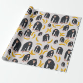 Monkey Chimpansee & Banana Pattern Cadeaupapier (Uitgerold)