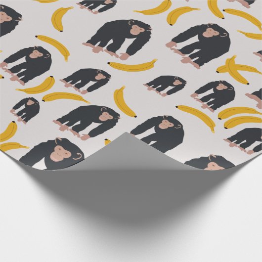 Monkey Chimpansee & Banana Pattern Cadeaupapier (Hoek)
