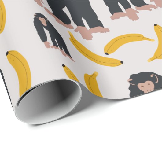 Monkey Chimpansee & Banana Pattern Cadeaupapier (Rol Hoek)
