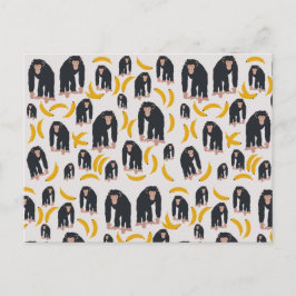 Monkey Chimpansee & Banana Pattern Feestdagenkaart