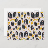 Monkey Chimpansee & Banana Pattern Feestdagenkaart (Voorkant / Achterkant)