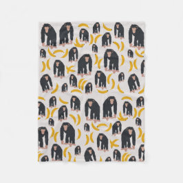 Monkey Chimpansee & Banana Pattern Fleece Deken