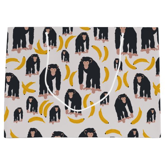 Monkey Chimpansee & Banana Pattern Groot Cadeauzakje (Voorkant)