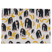 Monkey Chimpansee & Banana Pattern Groot Cadeauzakje (Achterkant)