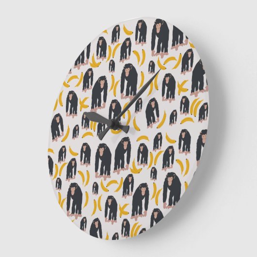 Monkey Chimpansee & Banana Pattern Grote Klok (Hoek)