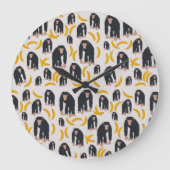 Monkey Chimpansee & Banana Pattern Grote Klok (Voorkant)